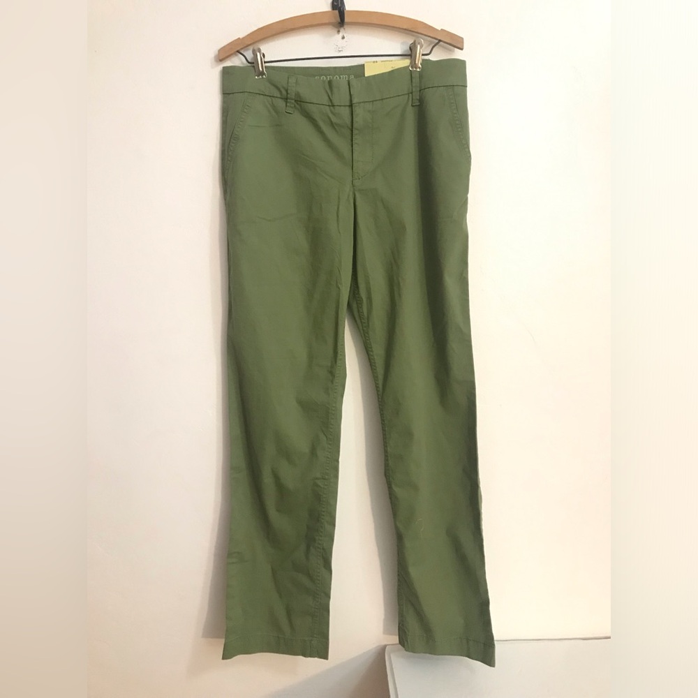 Sonoma Life Style Womens Pants Size 10 Short Green Original Straight Leg Pants